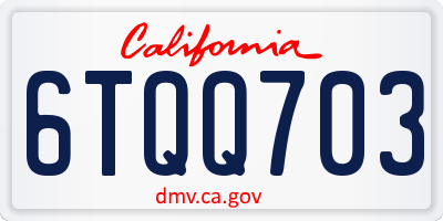 CA license plate 6TQQ703