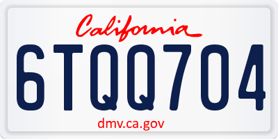 CA license plate 6TQQ704