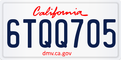 CA license plate 6TQQ705