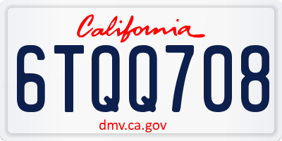 CA license plate 6TQQ708