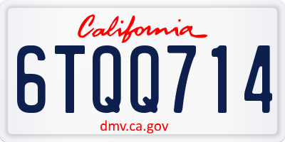 CA license plate 6TQQ714