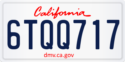 CA license plate 6TQQ717