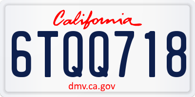 CA license plate 6TQQ718