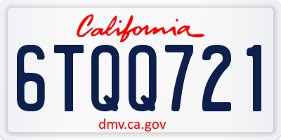 CA license plate 6TQQ721