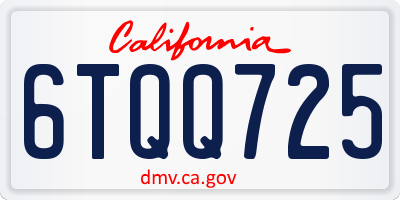 CA license plate 6TQQ725