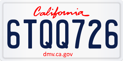 CA license plate 6TQQ726