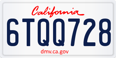 CA license plate 6TQQ728