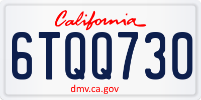 CA license plate 6TQQ730