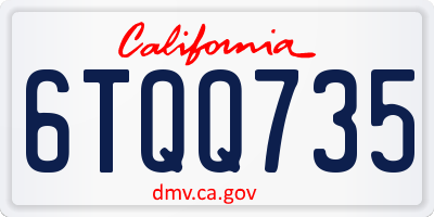 CA license plate 6TQQ735