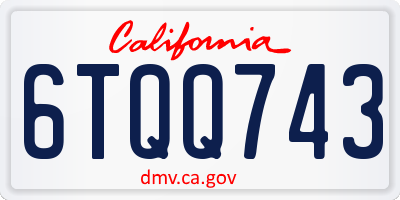 CA license plate 6TQQ743