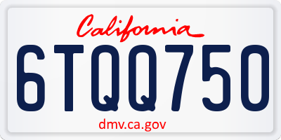 CA license plate 6TQQ750