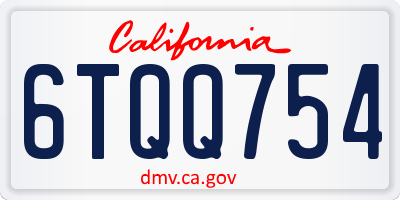 CA license plate 6TQQ754