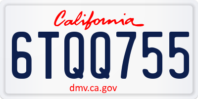 CA license plate 6TQQ755