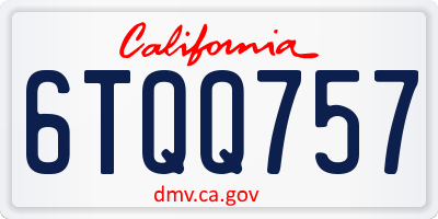 CA license plate 6TQQ757