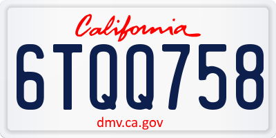 CA license plate 6TQQ758