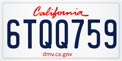 CA license plate 6TQQ759