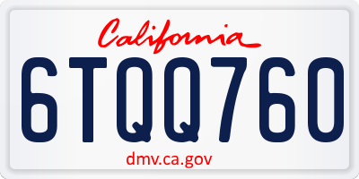 CA license plate 6TQQ760