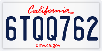 CA license plate 6TQQ762