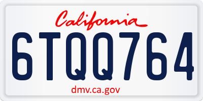 CA license plate 6TQQ764