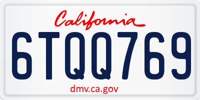 CA license plate 6TQQ769