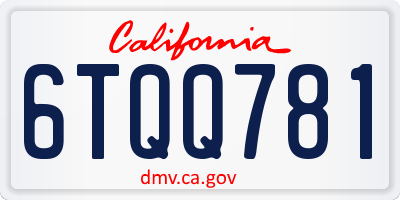 CA license plate 6TQQ781