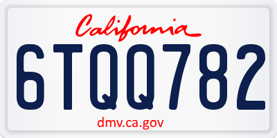 CA license plate 6TQQ782