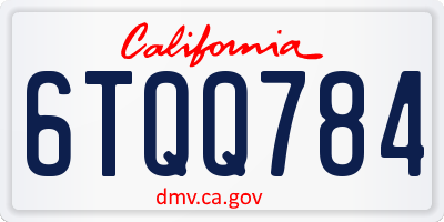 CA license plate 6TQQ784