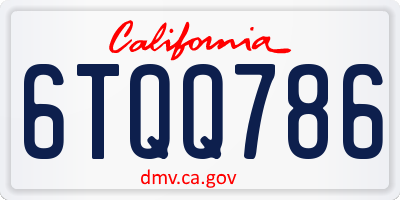 CA license plate 6TQQ786