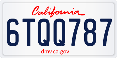 CA license plate 6TQQ787