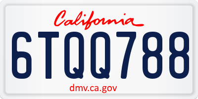 CA license plate 6TQQ788