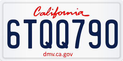 CA license plate 6TQQ790