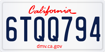 CA license plate 6TQQ794