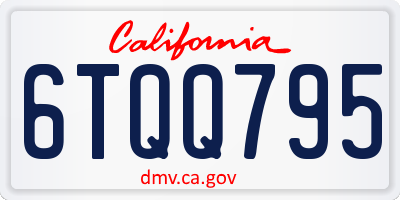 CA license plate 6TQQ795