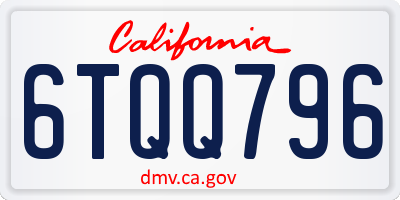CA license plate 6TQQ796