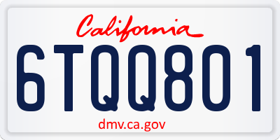 CA license plate 6TQQ801