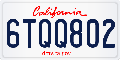 CA license plate 6TQQ802