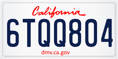 CA license plate 6TQQ804