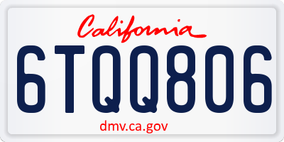 CA license plate 6TQQ806