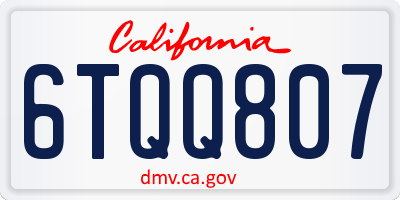 CA license plate 6TQQ807