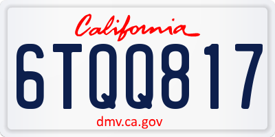 CA license plate 6TQQ817