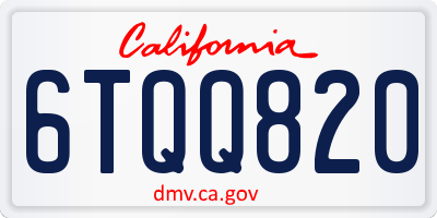 CA license plate 6TQQ820