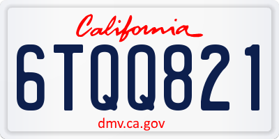 CA license plate 6TQQ821