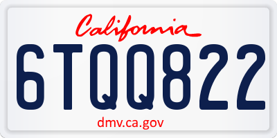 CA license plate 6TQQ822