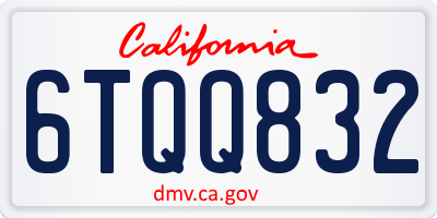 CA license plate 6TQQ832