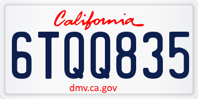 CA license plate 6TQQ835