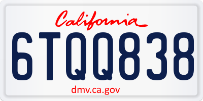 CA license plate 6TQQ838