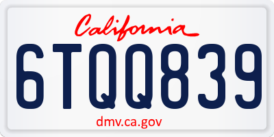 CA license plate 6TQQ839