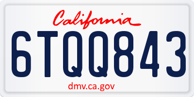 CA license plate 6TQQ843