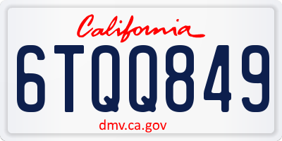 CA license plate 6TQQ849