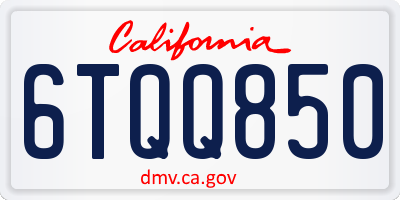 CA license plate 6TQQ850